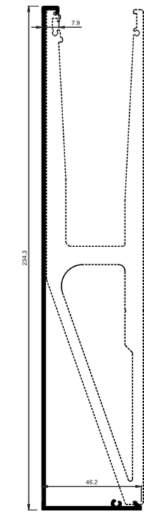 Vue détaillée du cache latéral long du profilé du garde-corps terrasse CRYSTAL S